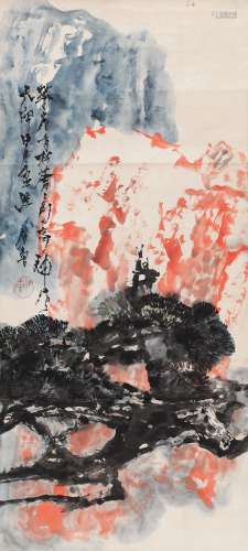 石鲁（1919～1982） 华岩苍松 镜心 设色纸本
