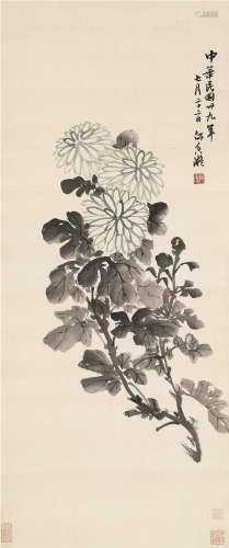 何香凝（1878～1972） 花卉 立轴 设色绢本