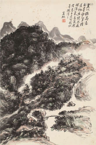黄宾虹（1865～1955） 春山闲话 立轴 设色纸本