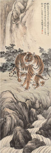 张善孖（1882～1940） 1931年作 母子情深 立轴 设色纸本