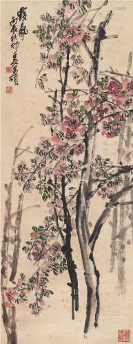 吴昌硕（1844～1927） 1916年作 霞气 立轴 设色纸本