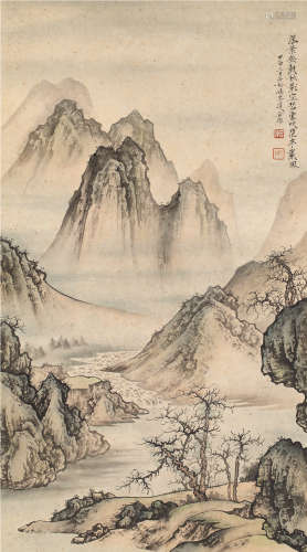 陈少梅（1909～1954）  冯忠莲（1918～2001） 1944年作 山水清音 立轴 设色纸本