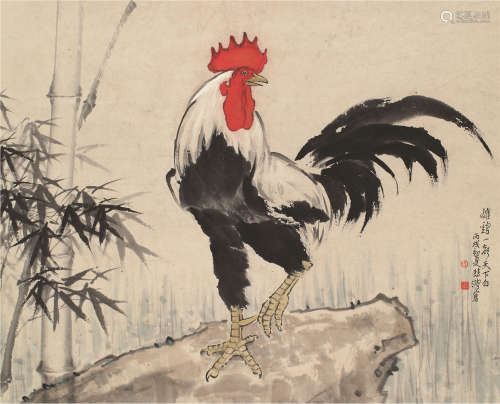 徐悲鸿（1895～1953） 1946年作 雄鸡一唱 立轴 设色纸本