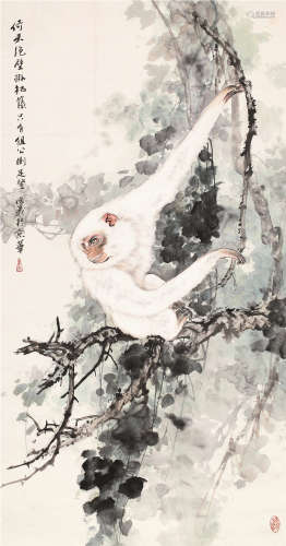 曹俊义（b.1951） 神猴 立轴 设色纸本