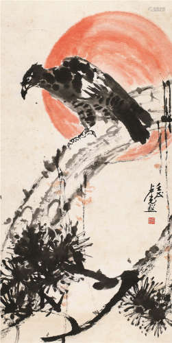 卢光照（1914～2001） 1982年作 松鹰图 立轴 设色纸本