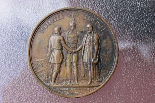 Russian Bronze Medal, Tsar Alexander II liberates peasants-slaves in 1861;