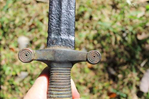 European antique sword with iron blade and bronze handle;