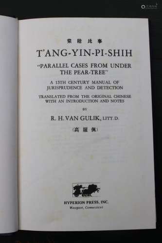 Tiang-Yin-Pi-Shih = Parallel cases from under the pear tree, R.H.
VanGulik, 1956