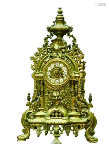 二十世纪 德国铜雕花座钟 铜