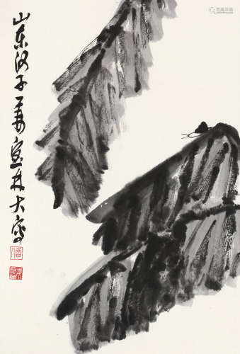 姜宝林（b.1942） 芭蕉蜗牛 立轴 水墨纸本