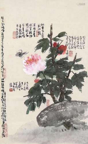 曾宓（b.1935） 戊子 2008年作 国色天香 立轴 设色纸本