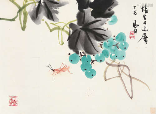 蒋风白（1915～2004） 丁巳 1977年作 葡萄 镜片 设色纸本