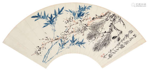 李苦禅（1899～1983） 三清图 立轴 设色纸本