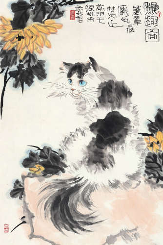 李燕（b.1943） 庚申 1980年作 秋趣图 镜片 设色纸本