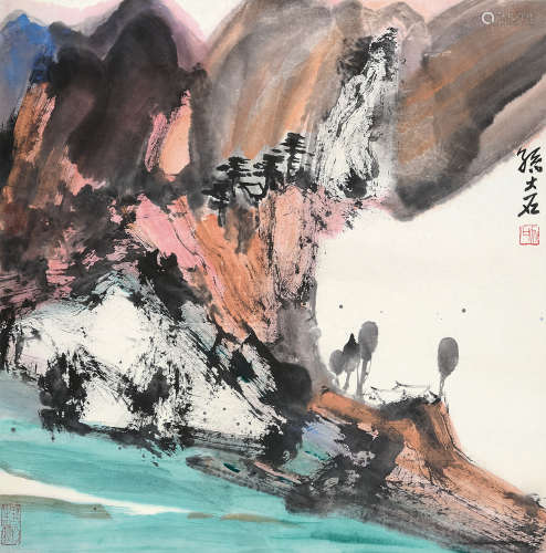 孙大石（1919～2016） 云岩流彩 镜片 设色纸本