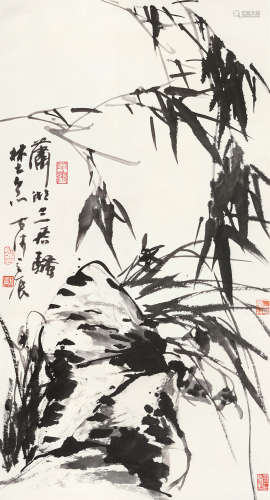 张立辰（b.1939） 潇湘三君 镜片 水墨纸本
