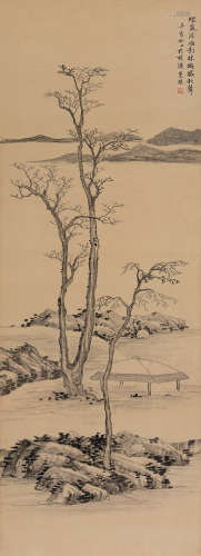 苏曼殊（1884～1918） 辛亥 1911年作 烟岚秋色 立轴 水墨绢本