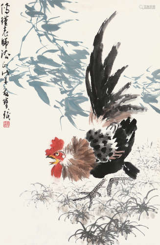 贾宝珉（b.1941） 戊午 1978年作 大吉图 立轴 设色纸本