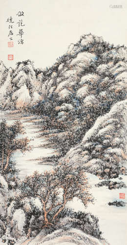 黄起凤（1889～1939） 仿范华源山水 立轴 设色纸本