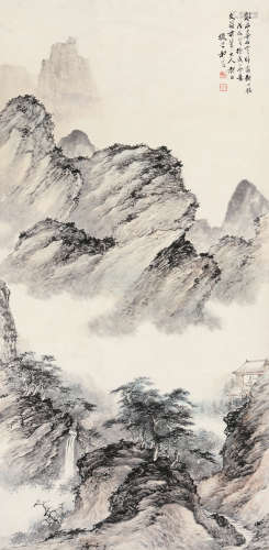 祁崑（1901～1944） 戊辰 1928年作 听泉观雾图 立轴 设色纸本