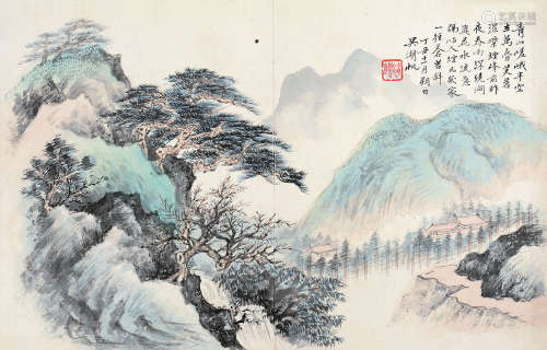 吴湖帆（1894～1968） 丁丑 1937年作 青山嵯峨 镜片 设色纸本
