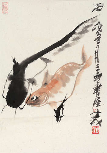 裴士戎（b.1944） 丙戌 2006年作 游鱼 镜片 设色纸本