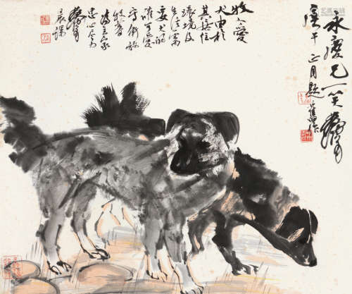 黄胄（1925～1997） 牧羊犬 立轴 水墨纸本