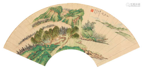 祁崑（1901～1944） 山居图 镜框 设色纸本