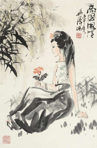 吴泽浩（b.1943） 庚午 1990年作 南国风情 立轴 设色纸本
