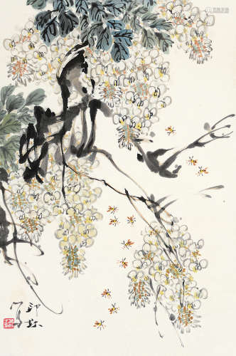 萧朗（1917～2010） 槐花香 立轴 设色纸本