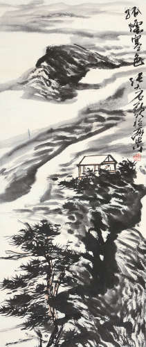 张志民（b.1956） 孤烟寒色 立轴 设色纸本