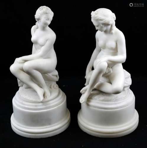 Pair of 19th Century Female Marble Sculptures