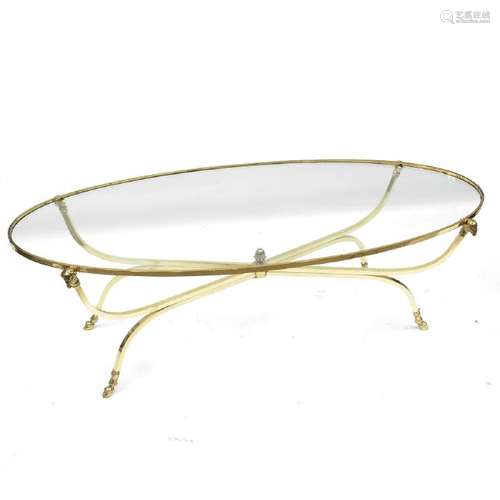 Modern Brass and Glass Cocktail Table