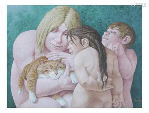 Vincent T. Smarkusz, The Family - Oil on Board