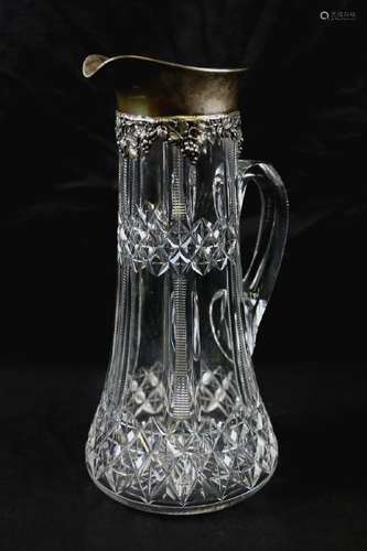 Gorham Sterling Mounted Cut Glass Ewer