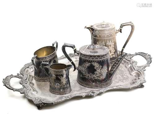 Victorian Silver Plate Coffee Set with Tray