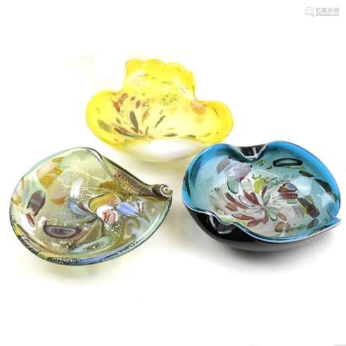 Three Murano Art Glass Dishes