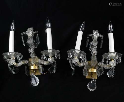 Pair of Two Light Glass Sconces