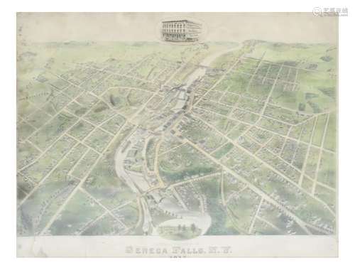 Framed Map of Seneca Falls, NY