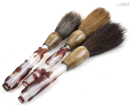 Three Asian Peking Glass Paint Brushes