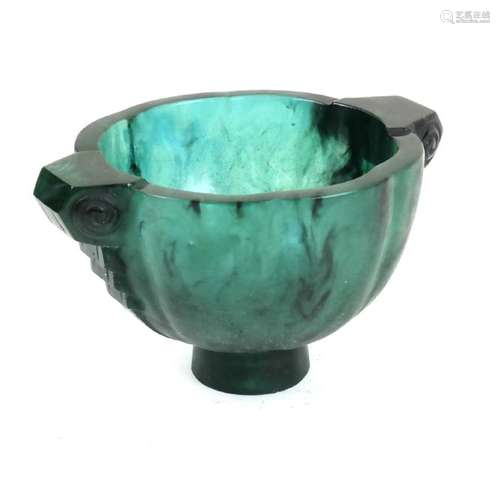 Art Deco Green Glass Bowl