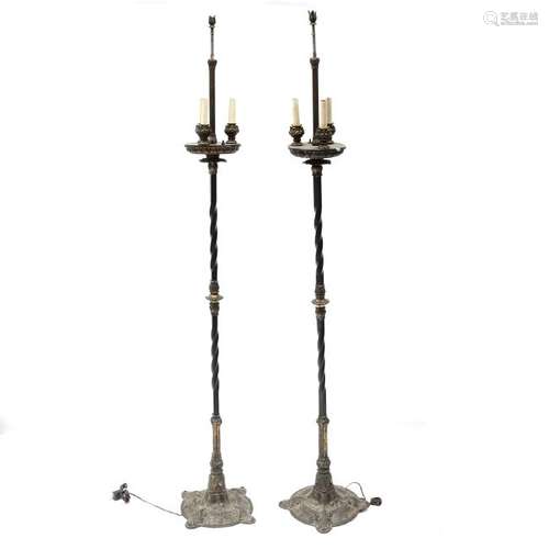 Pair of Gothic-Style Iron Floor Lamps