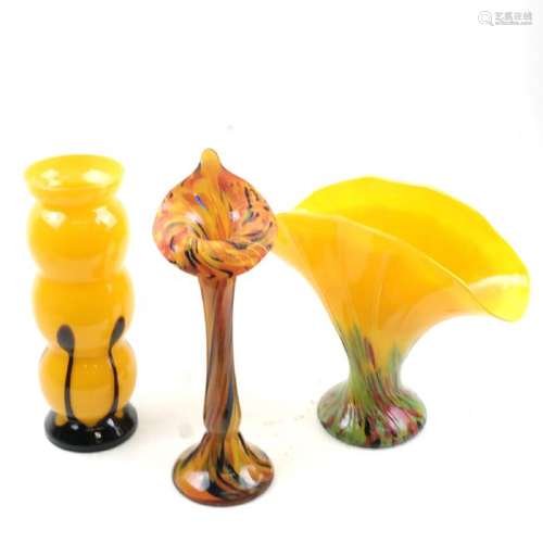 Three Art Glass Vases