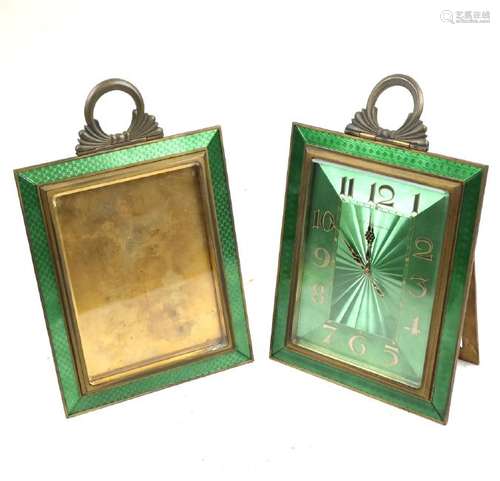 French Green Enamel Clock, Frame