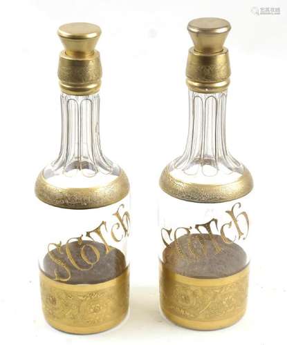 Pair of Baccarat Overlay Decanters