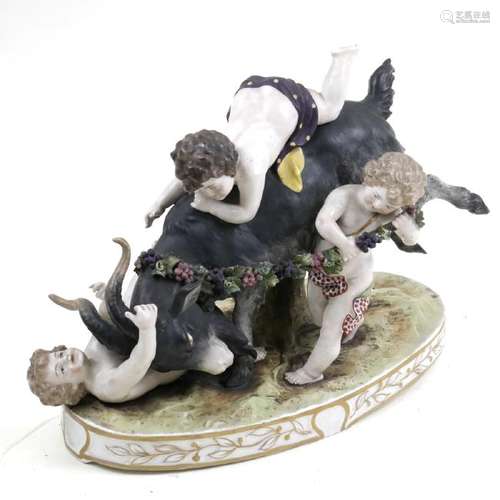 Capodimonte, Italy - Porcelain Cherub and Ram Group