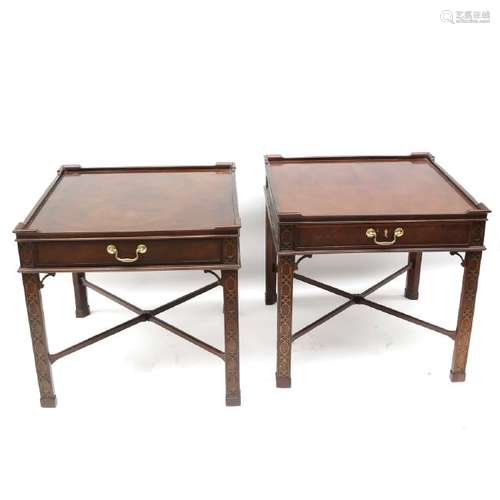 Pair of Baker Chippendale-Style Side Tables