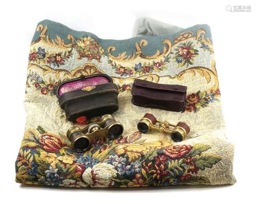 French Tapestry and Two Opera Glasses