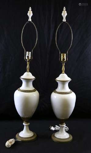 Pair of French White Porcelain Lamps