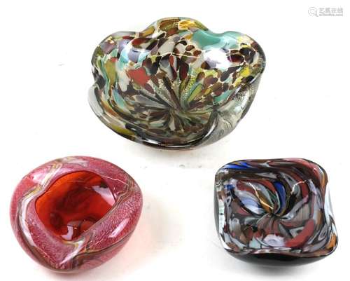 Three Murano Art Glass Dishes